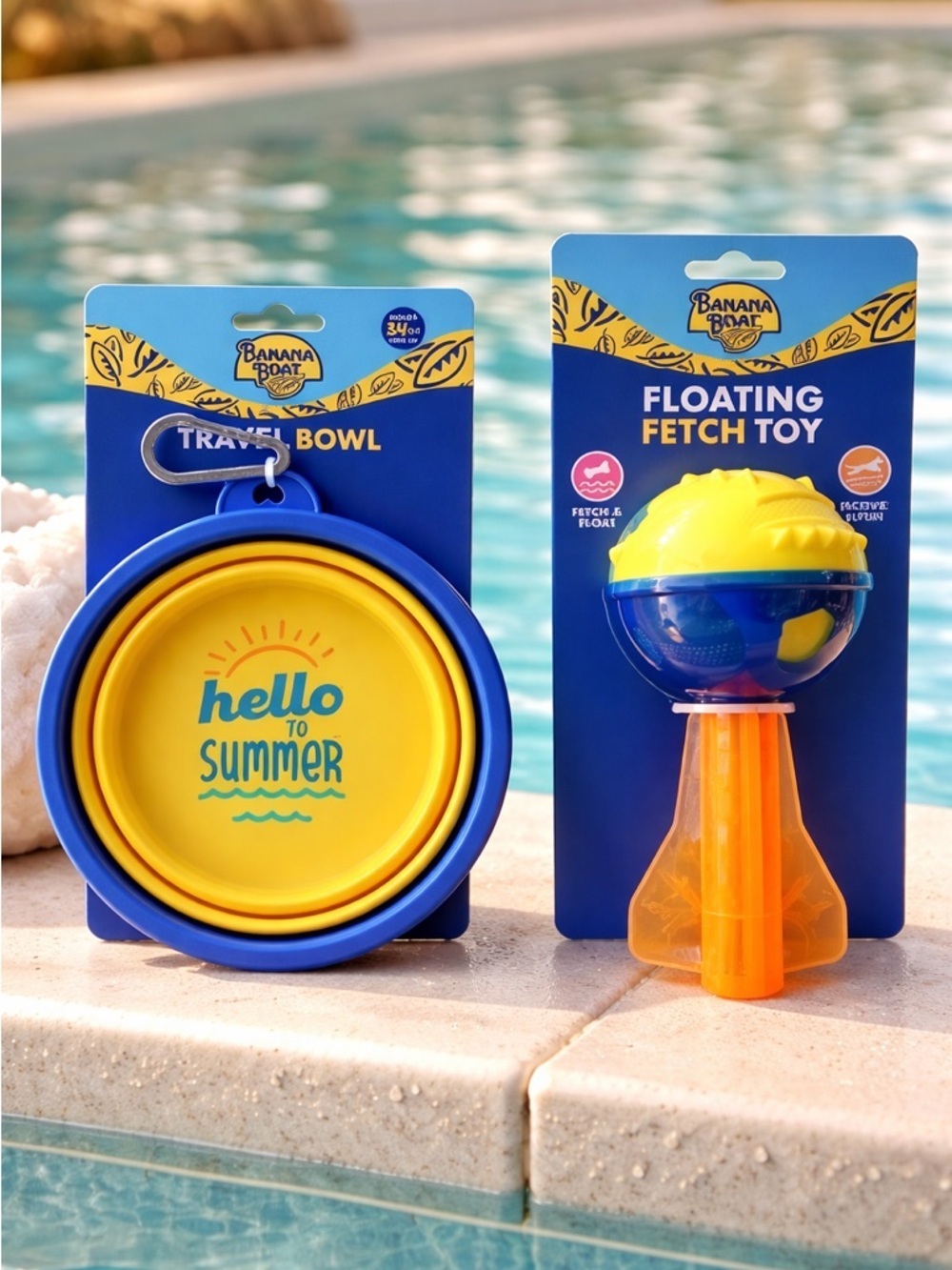 NWT - Banana Boat Pet Floating Swim Toy and Travel Water Bowl